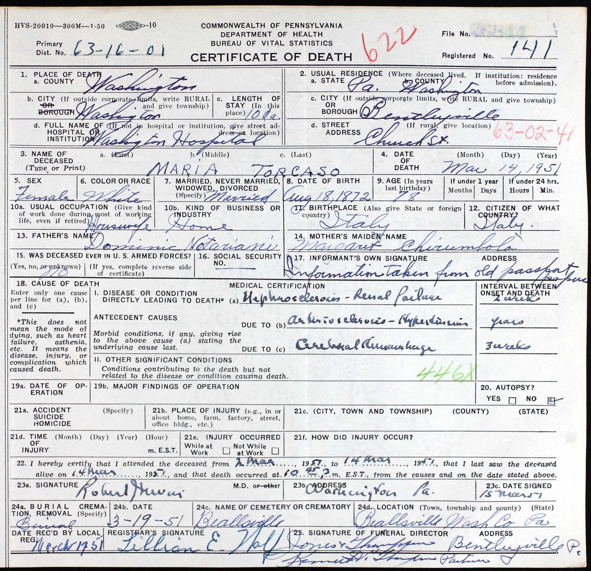 death certificate